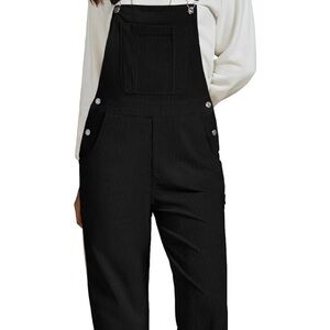 Women's XXL Black Corduroy Overalls Straight Baggy Leg Adjustable Strap Pockets